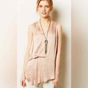 Anthropologie dolan Blush Pink Lakota Tucked Tunic Sleeveless Mixed Media Top M